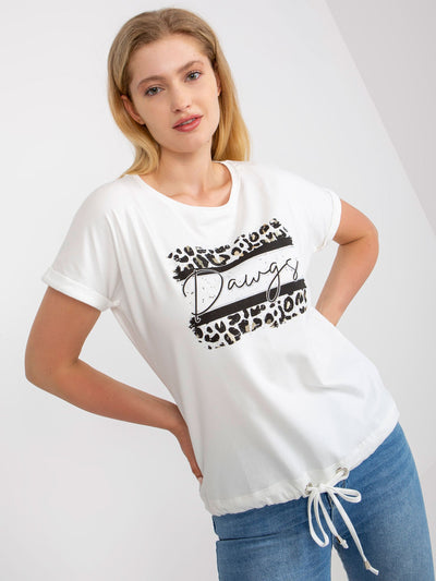 Biały bawełniany t-shirt plus size z aplikacją