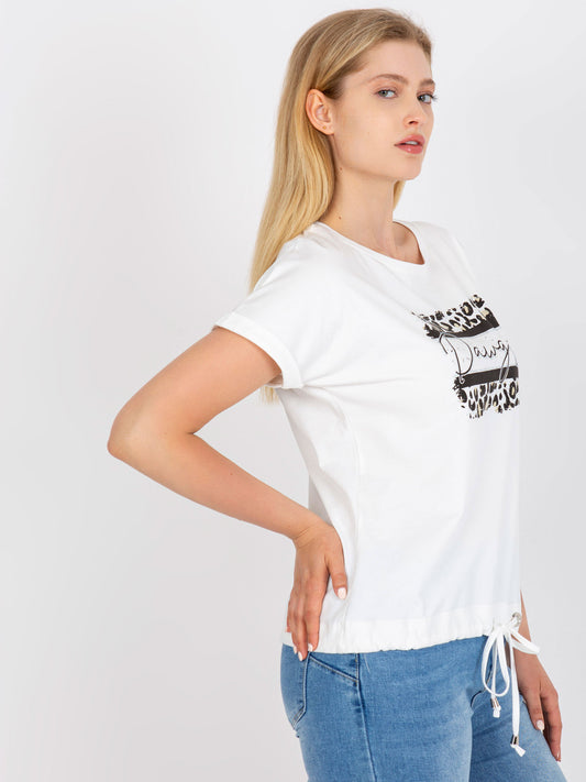 Biały bawełniany t-shirt plus size z aplikacją