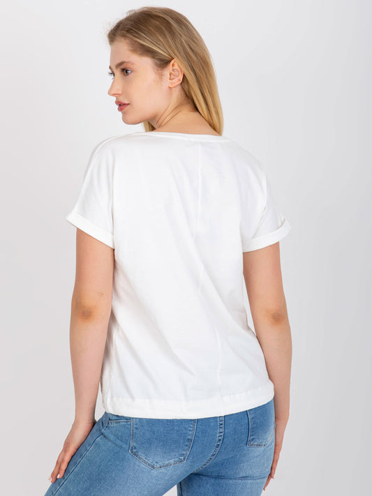Biały bawełniany t-shirt plus size z aplikacją