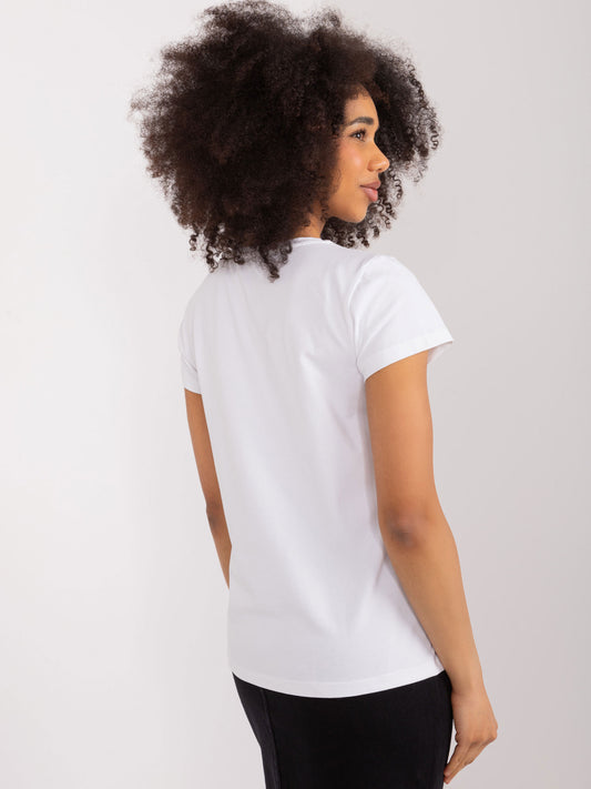 BASIC FEEL GOOD Biały damski t-shirt z cekinami