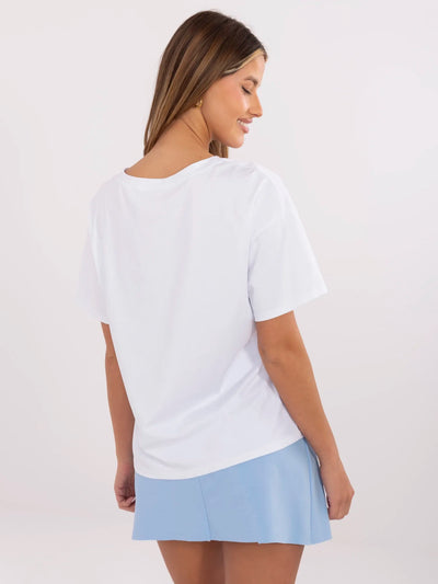 Biały damski t-shirt z bawełny