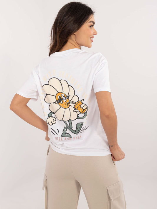 SUBLEVEL Biały damski t-shirt z nadrukiem