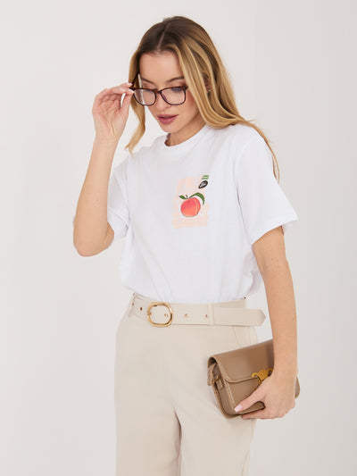 SUBLEVEL Biały t-shirt z nadrukiem na plecach