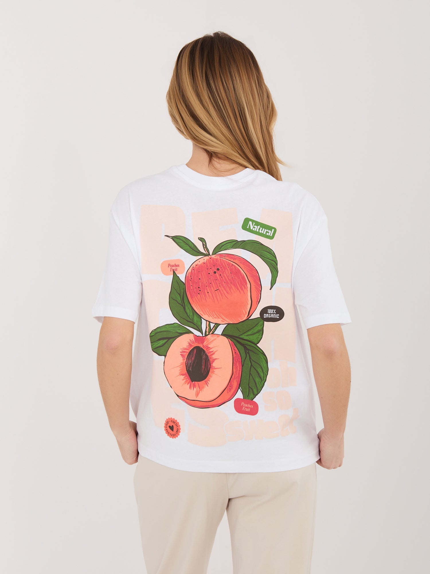 SUBLEVEL Biały t-shirt z nadrukiem na plecach