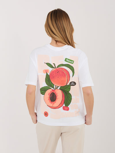 SUBLEVEL Biały t-shirt z nadrukiem na plecach