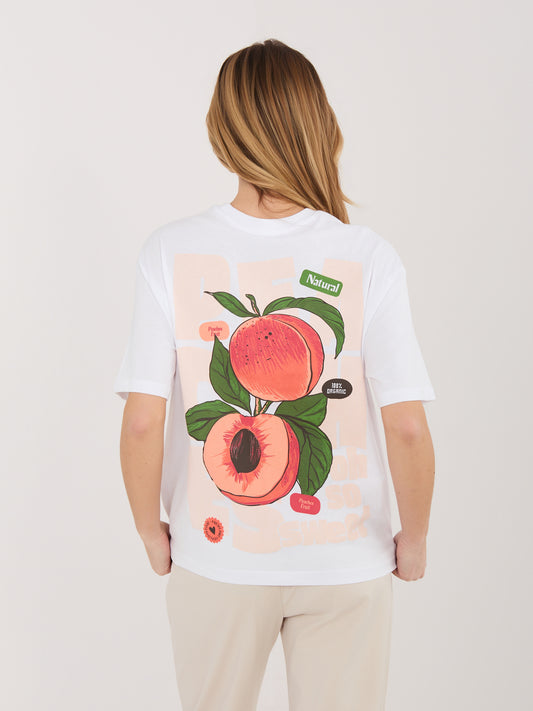 SUBLEVEL Biały t-shirt z nadrukiem na plecach