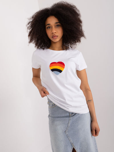 BASIC FEEL GOOD Biały damski t-shirt z haftem