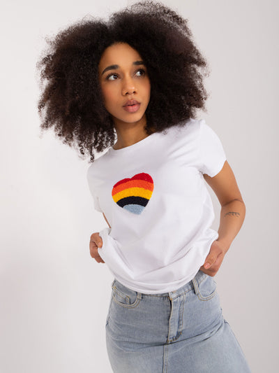 BASIC FEEL GOOD Biały damski t-shirt z haftem