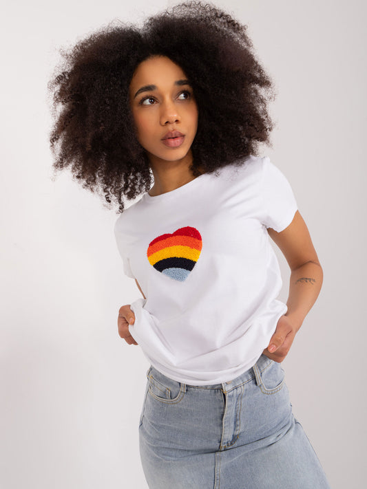 BASIC FEEL GOOD Biały damski t-shirt z haftem