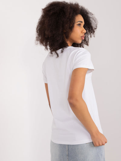 BASIC FEEL GOOD Biały damski t-shirt z haftem