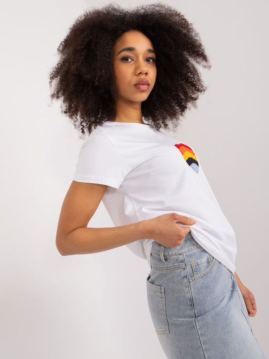 BASIC FEEL GOOD Biały damski t-shirt z haftem