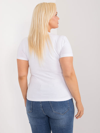 Biały dopasowany t-shirt plus size z napisem