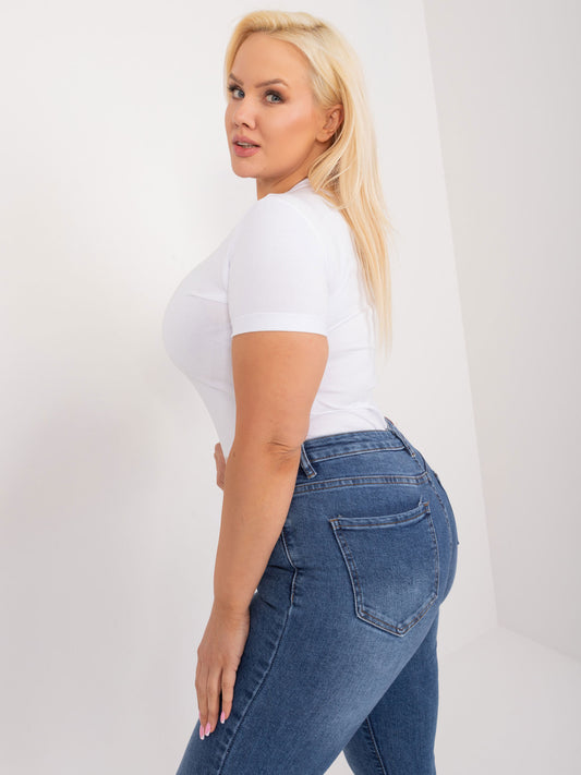 Biały dopasowany t-shirt plus size z napisem