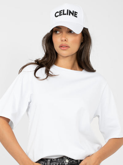 RUE PARIS Biały t-shirt basic z okrągłym dekoltem