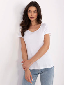 RUE PARIS Biały bawełniany t-shirt basic