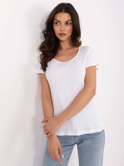 RUE PARIS Biały bawełniany t-shirt basic