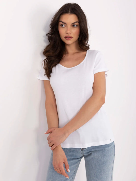 RUE PARIS Biały bawełniany t-shirt basic