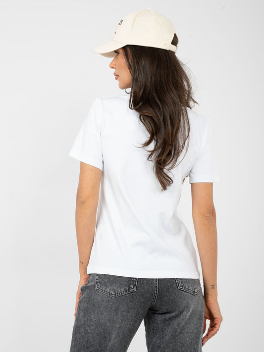RUE PARIS Biały damski t-shirt basic z bawełny