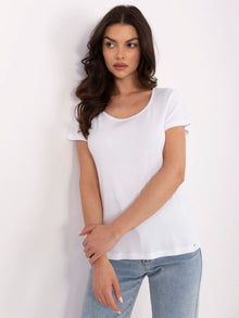 Biały damski t-shirt basic z bawełny