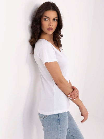 Biały damski t-shirt basic z bawełny
