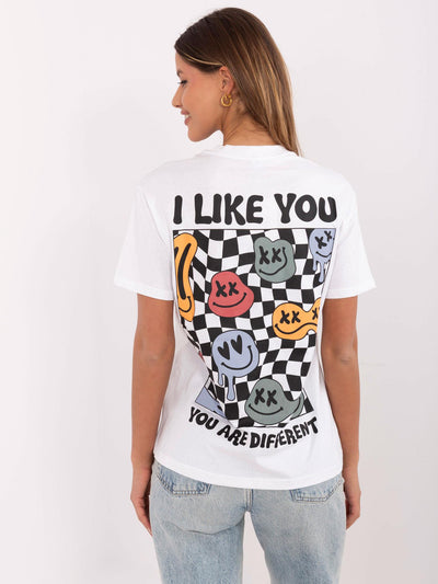 SUBLEVEL Biały damski t-shirt z bawełny