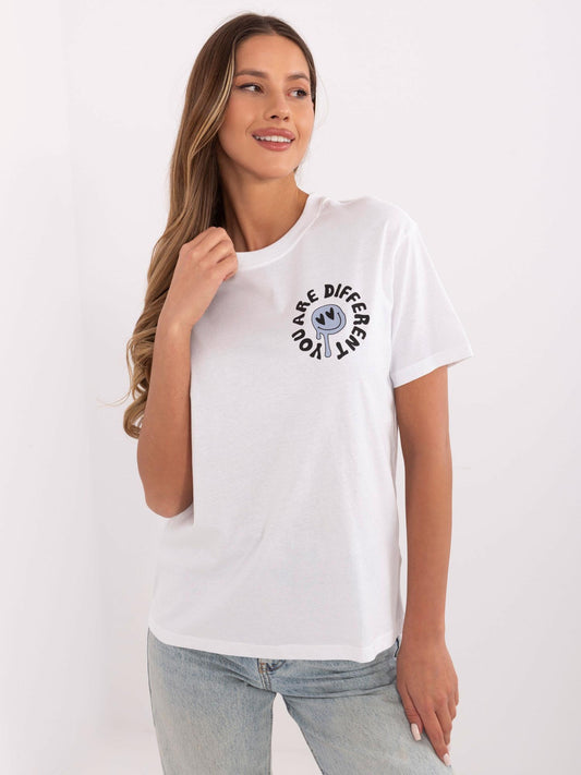 SUBLEVEL Biały damski t-shirt z bawełny