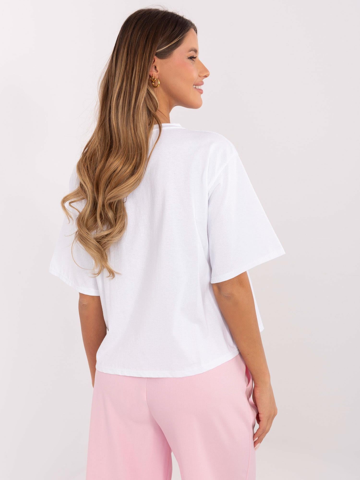 Biały bawełniany t-shirt z nadrukiem