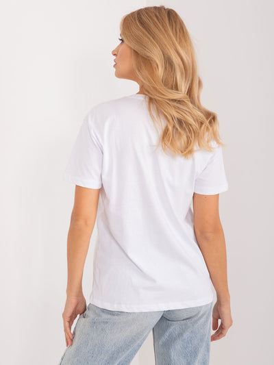 Biały bawełniany t-shirt z aplikacją
