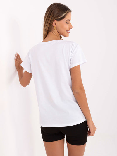 Biały t-shirt z letnim nadrukiem