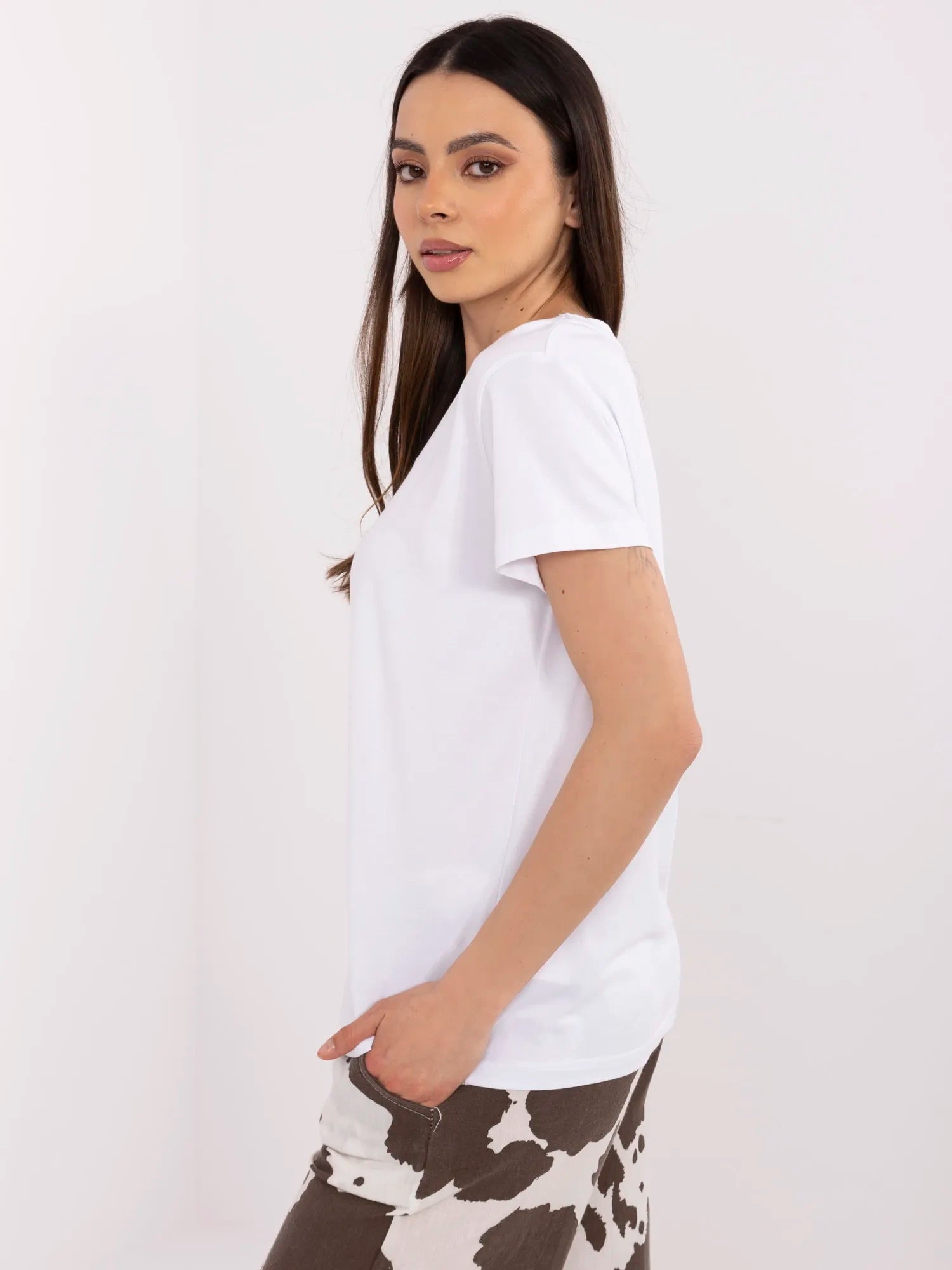 BASIC FEEL GOOD Biały damski t-shirt z bawełny