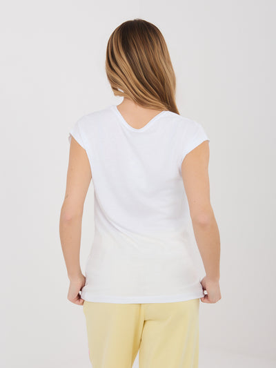 SUBLEVEL Bały damski t-shirt z domieszką modalu