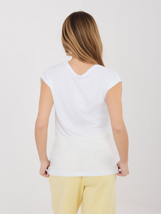 SUBLEVEL Bały damski t-shirt z domieszką modalu