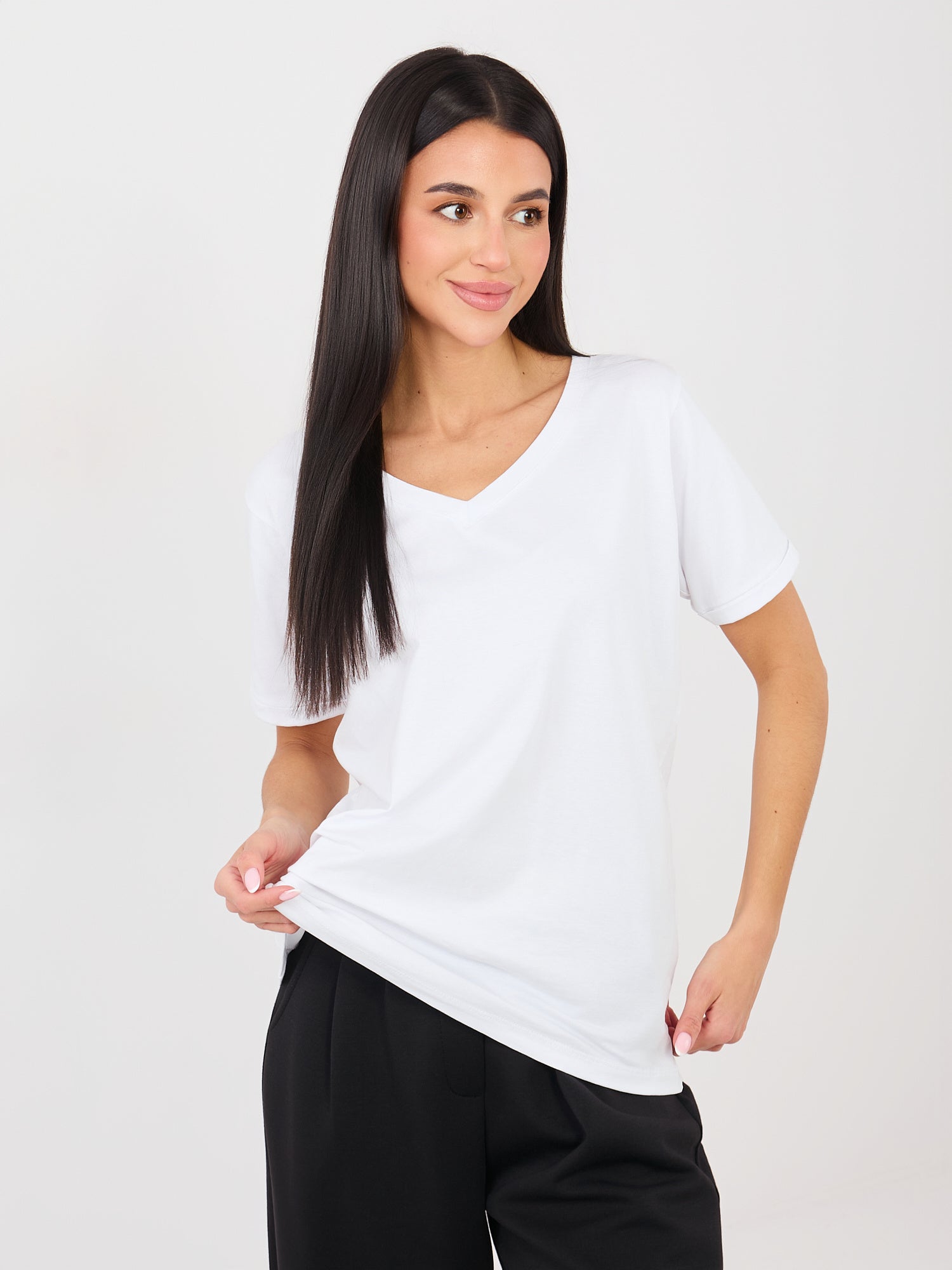 RUE PARIS Biały bawełniany t-shirt basic