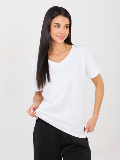 RUE PARIS Biały bawełniany t-shirt basic