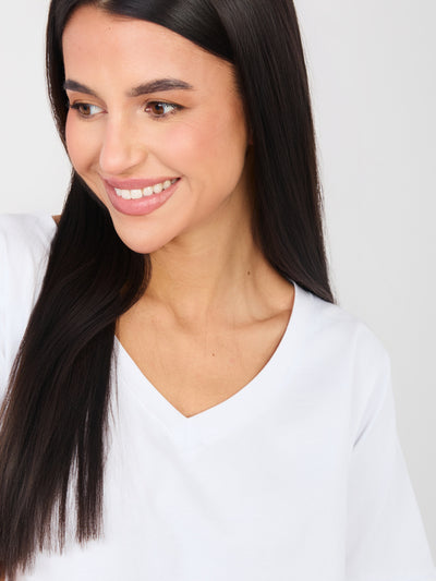 RUE PARIS Biały bawełniany t-shirt basic