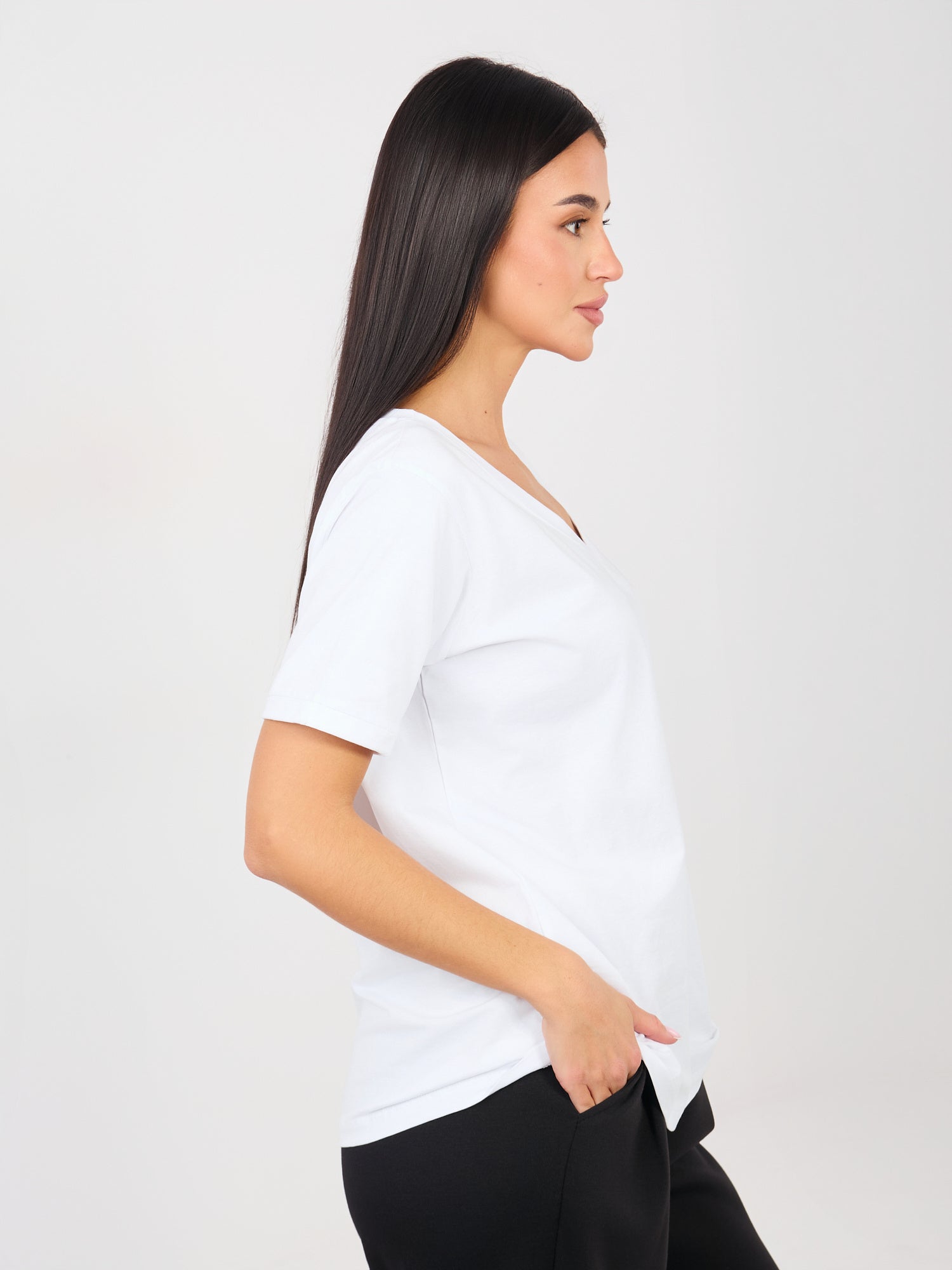 RUE PARIS Biały bawełniany t-shirt basic