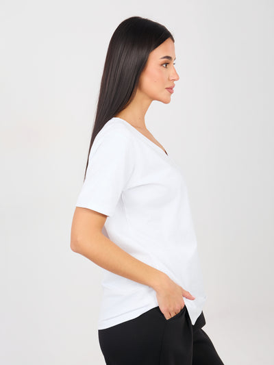 RUE PARIS Biały bawełniany t-shirt basic