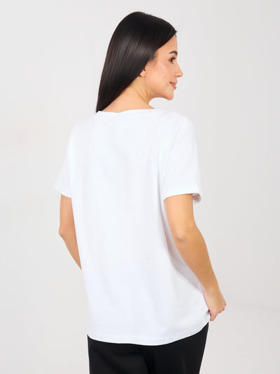 RUE PARIS Biały bawełniany t-shirt basic