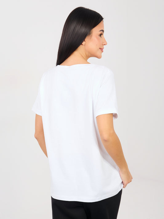 RUE PARIS Biały bawełniany t-shirt basic