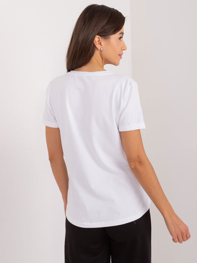 Biały damski t-shirt z okrągłym dekoltem