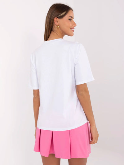 Biały bawełniany t-shirt z nadrukiem