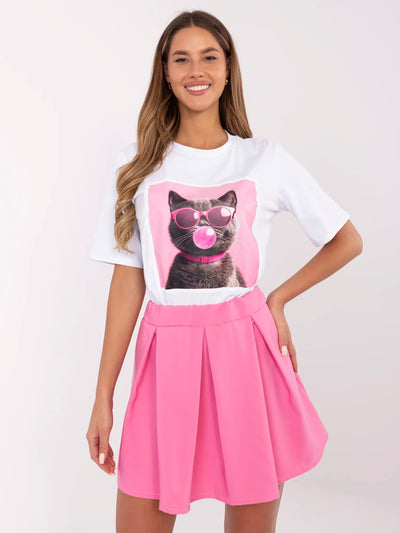 Biały bawełniany t-shirt z nadrukiem