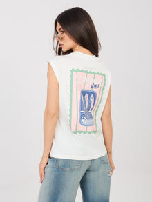SUBLEVEL Biały damski t-shirt bez rękawów