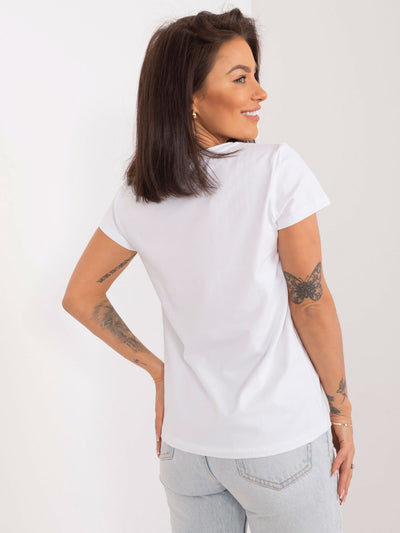 BASIC FEEL GOOD Biały damski t-shirt z nadrukiem