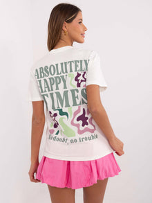 SUBLEVEL Biały damski t-shirt z bawełny