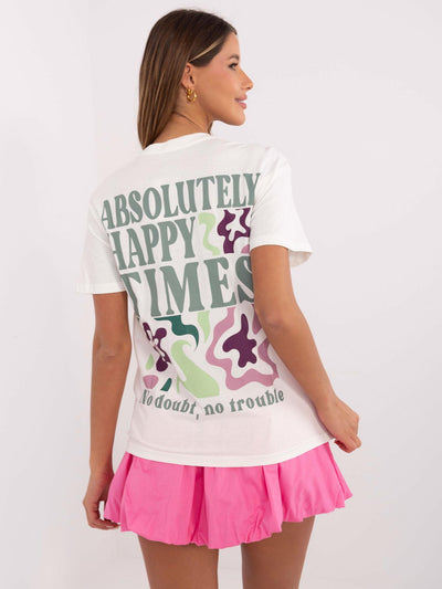 SUBLEVEL Biały damski t-shirt z bawełny