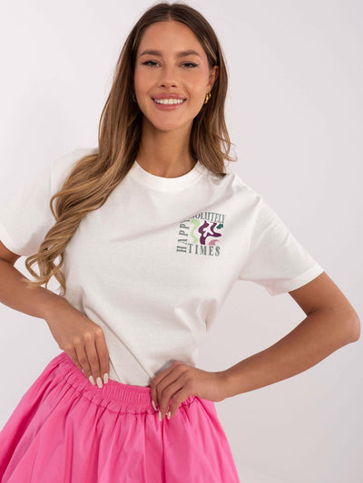 SUBLEVEL Biały damski t-shirt z bawełny
