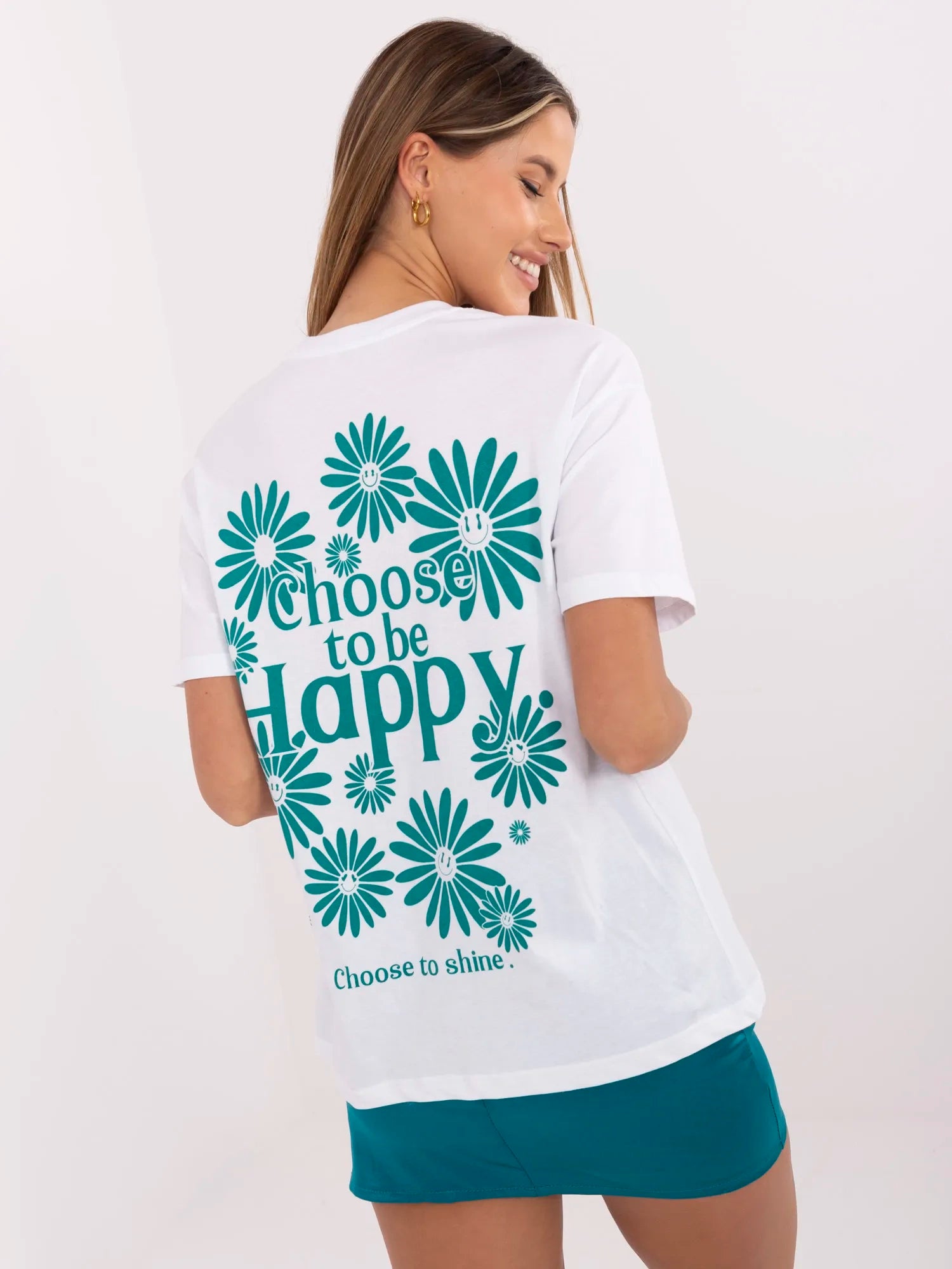SUBLEVEL Biały t-shirt z nadrukiem na plecach