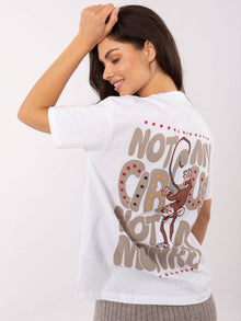 SUBLEVEL Biały damski t-shirt z nadrukiem
