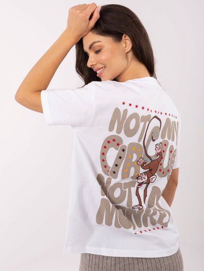 SUBLEVEL Biały damski t-shirt z nadrukiem
